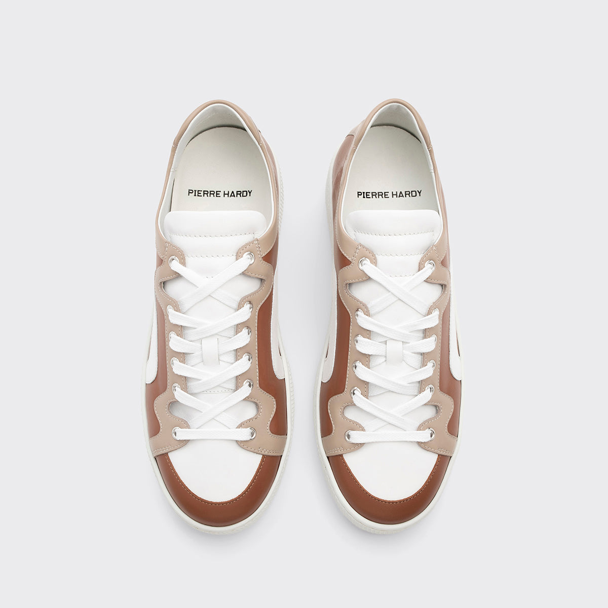 Pierre Hardy ALPHA SNEAKERS - MEN, light brown, beige and white calfskin, view 2