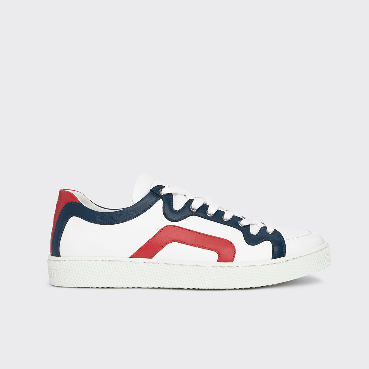 Pierre Hardy ALPHA SNEAKERS - MEN, white, navy and red calfskin