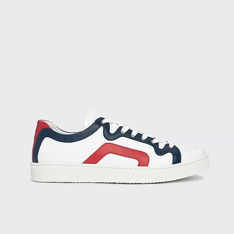 Pierre Hardy ALPHA SNEAKERS - MEN, white, navy and red calfskin
