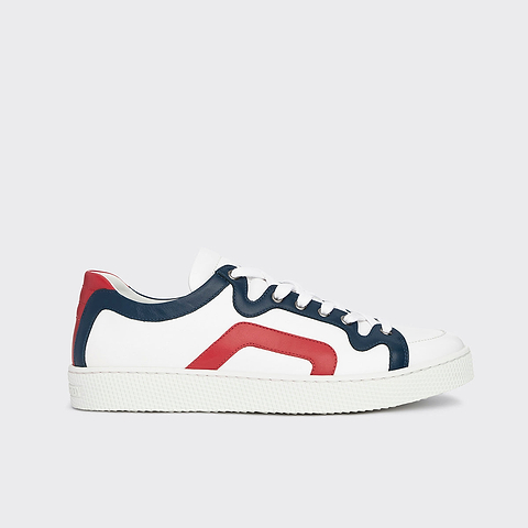 Pierre Hardy ALPHA SNEAKERS - MEN, white, navy and red calfskin