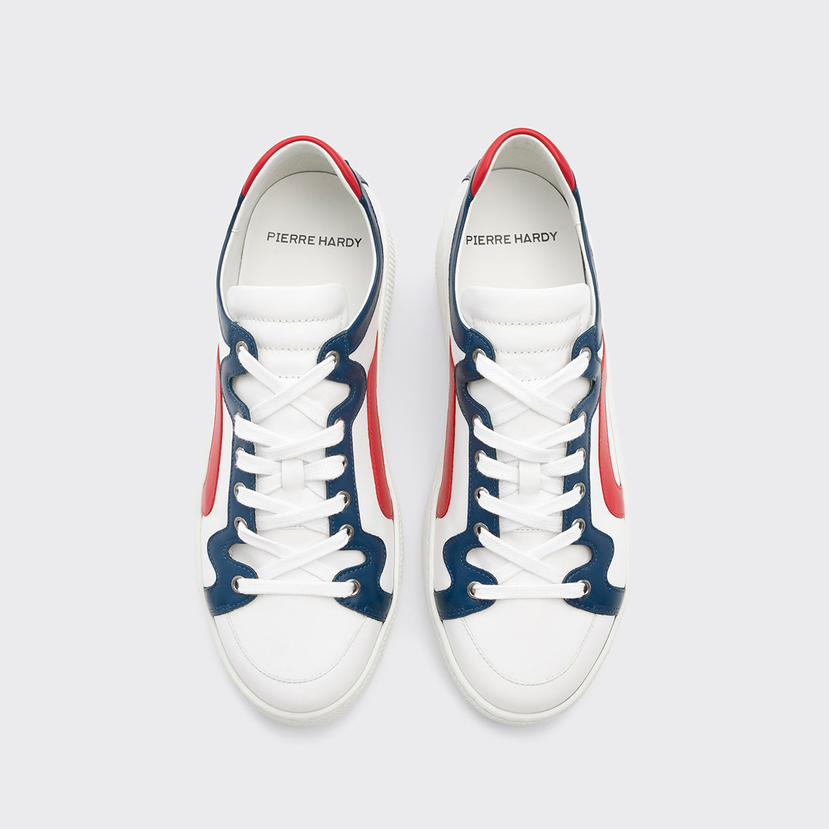 Pierre Hardy ALPHA SNEAKERS - MEN, white, navy and red calfskin, view 2