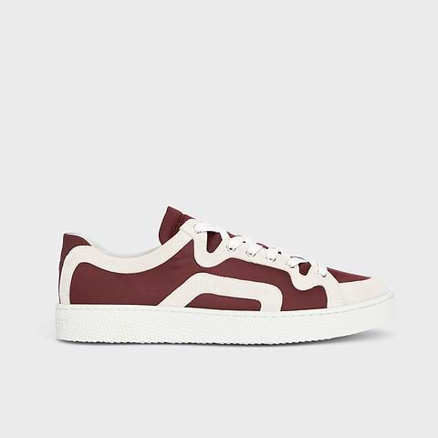 Pierre Hardy ALPHA SNEAKERS - MEN, burgundy nylon canvas and white suede calfskin