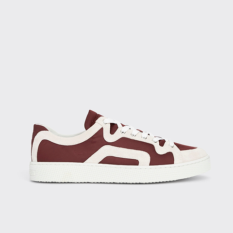 Pierre Hardy ALPHA SNEAKERS - MEN, burgundy nylon canvas and white suede calfskin