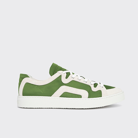 Pierre Hardy ALPHA SNEAKERS - MEN, green nylon canvas and white suede calfskin