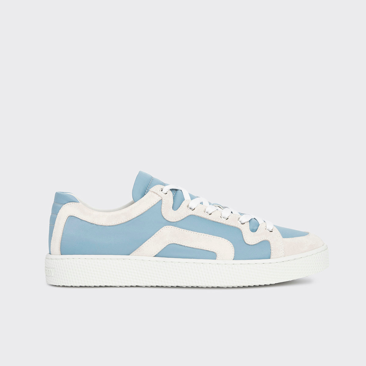 Pierre Hardy ALPHA SNEAKERS - MEN, light blue nylon canvas and white suede calfskin
