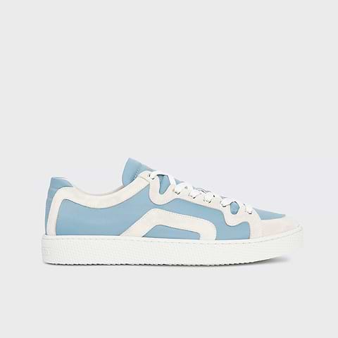 Pierre Hardy ALPHA SNEAKERS - MEN, light blue nylon canvas and white suede calfskin