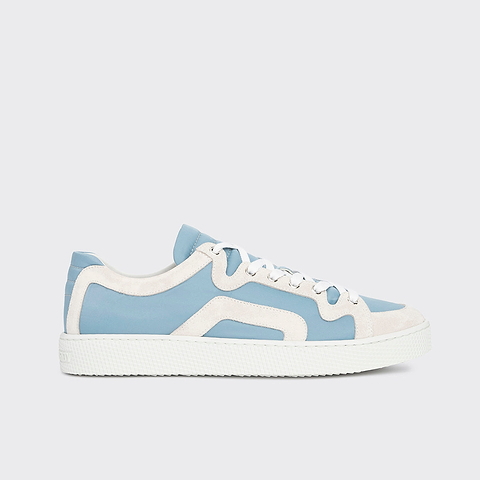 Pierre Hardy ALPHA SNEAKERS - MEN, light blue nylon canvas and white suede calfskin