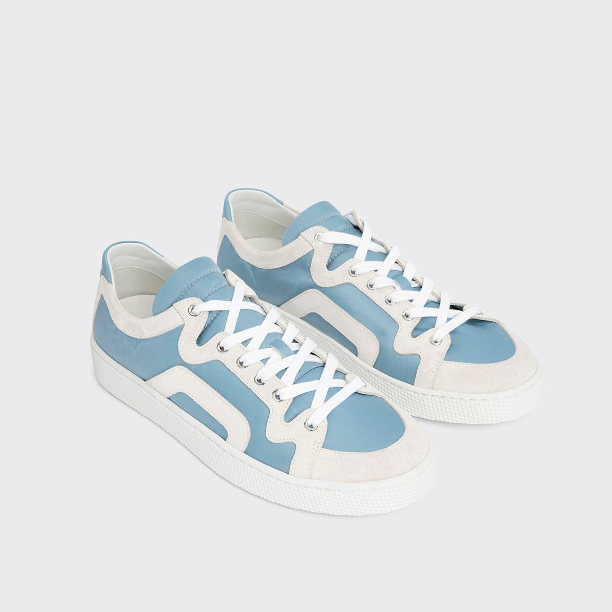 Pierre Hardy ALPHA SNEAKERS - MEN, light blue nylon canvas and white suede calfskin, view 8