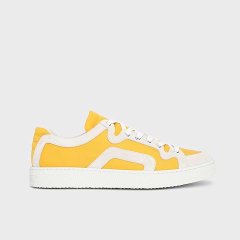 Pierre Hardy ALPHA SNEAKERS - MEN, yellow nylon canvas and white suede calfskin