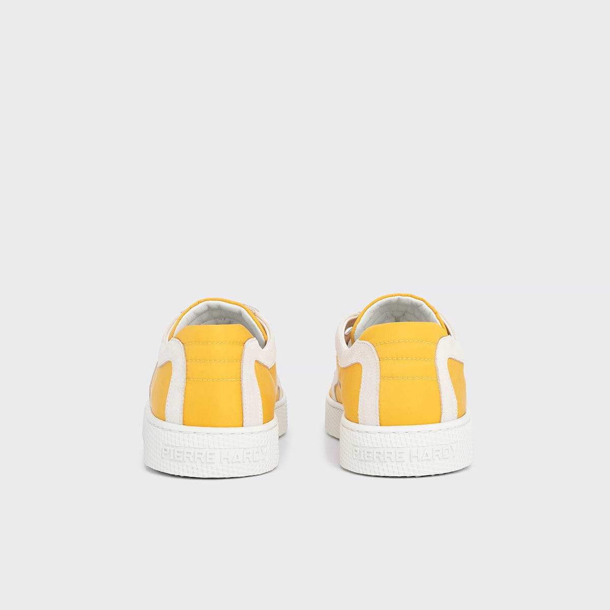 Pierre Hardy ALPHA SNEAKERS - MEN, yellow nylon canvas and white suede calfskin, view 9
