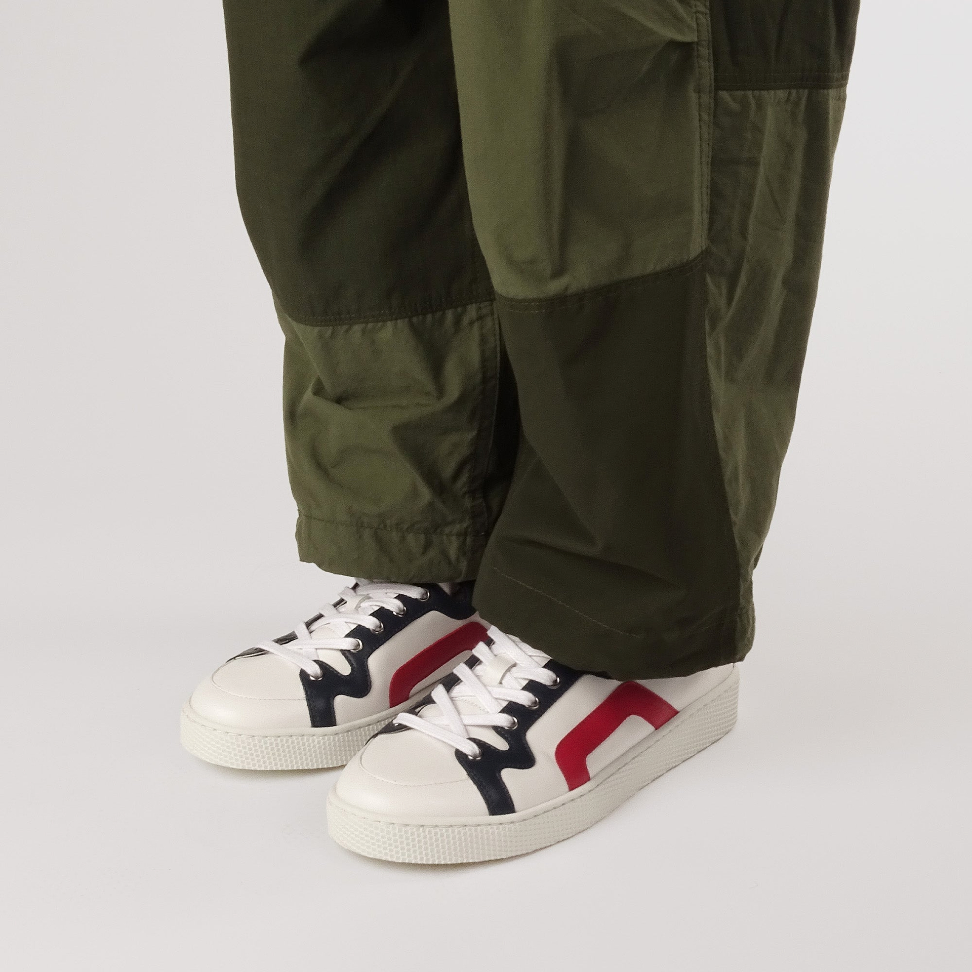 Pierre Hardy ALPHA SNEAKERS - MEN, white, navy and red calfskin, view 5