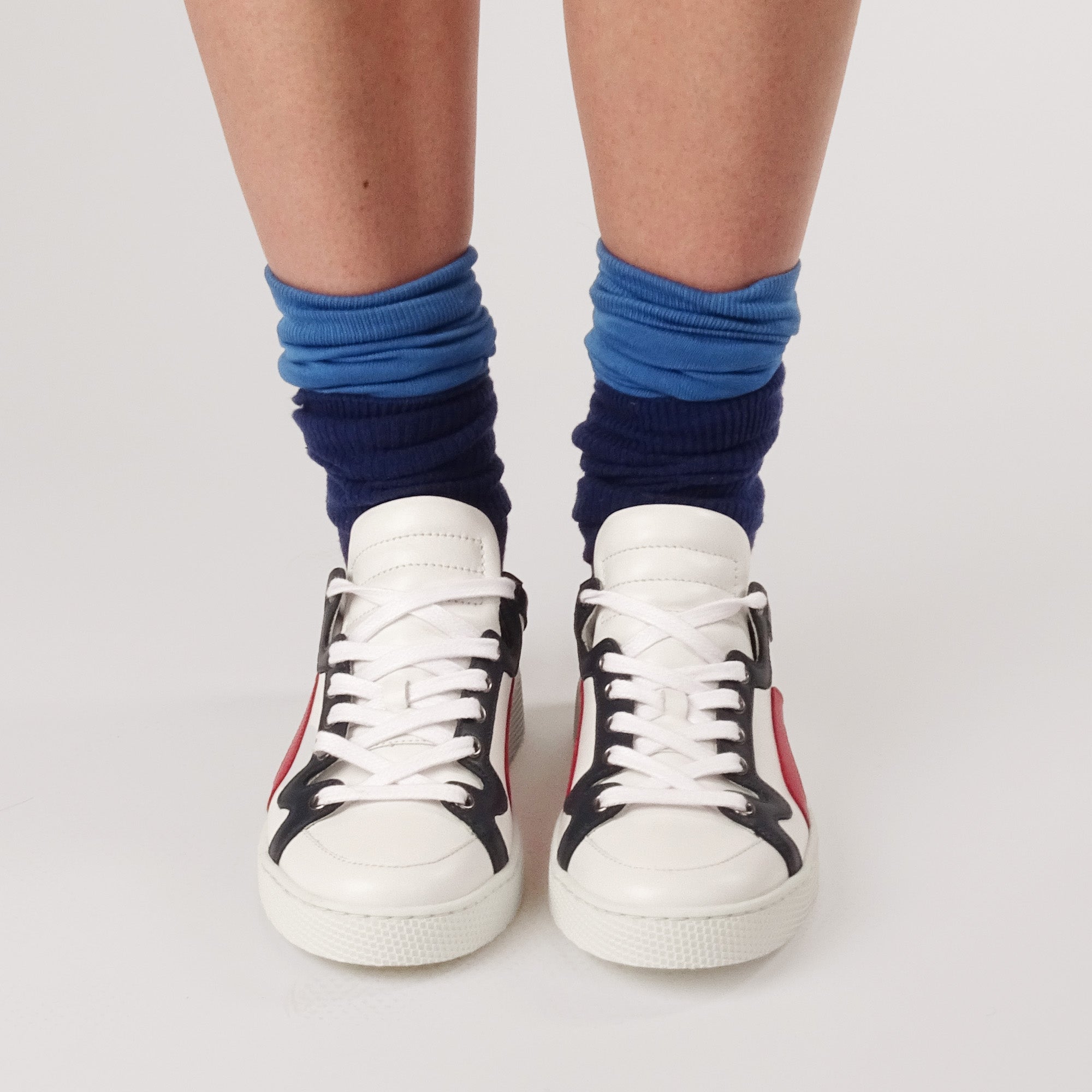 Pierre Hardy ALPHA SNEAKERS - WOMEN, white, navy blue and red calfskin, view 4