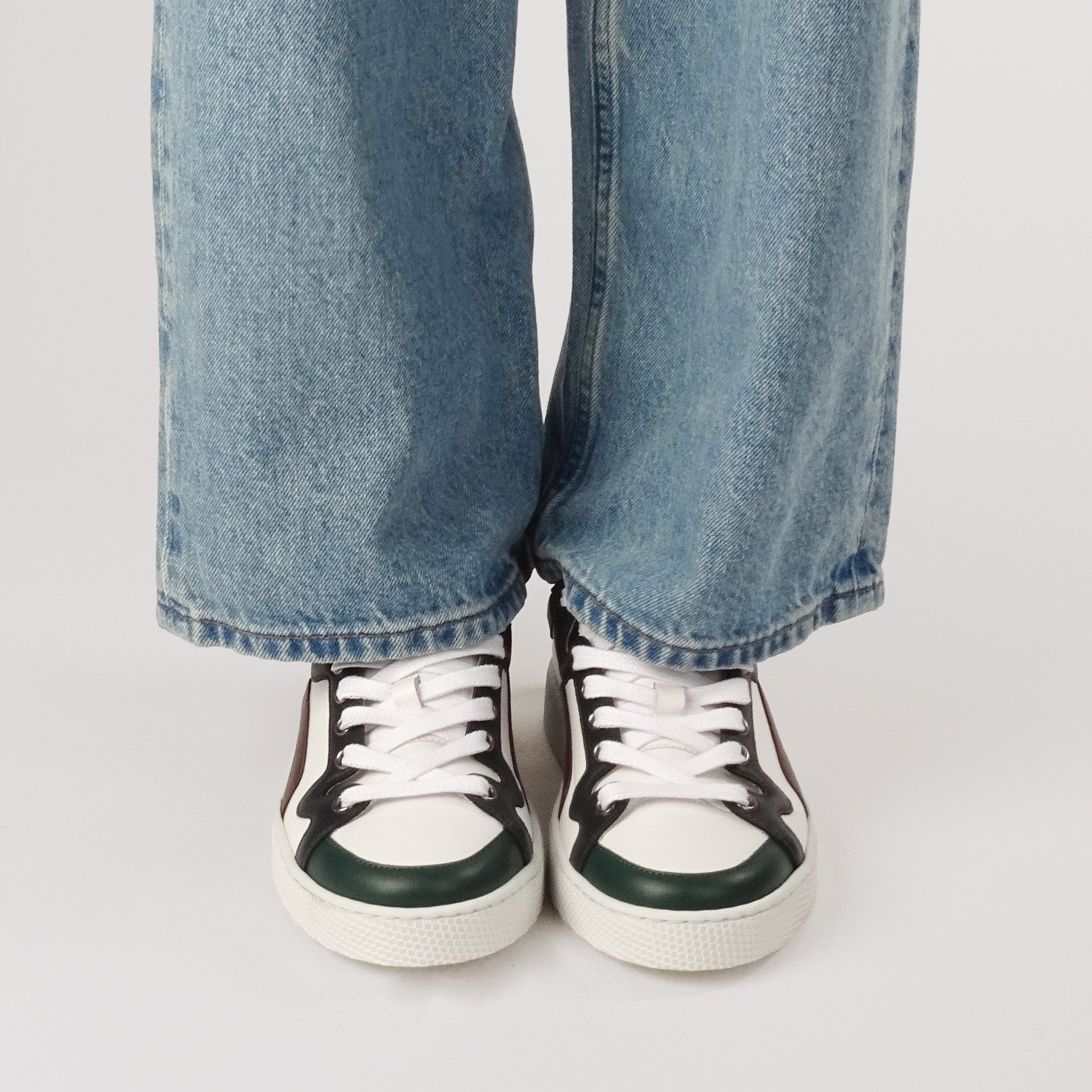 Pierre Hardy ALPHA SNEAKERS - WOMEN, white, green, navy blue and burgundy calfskin, view 4