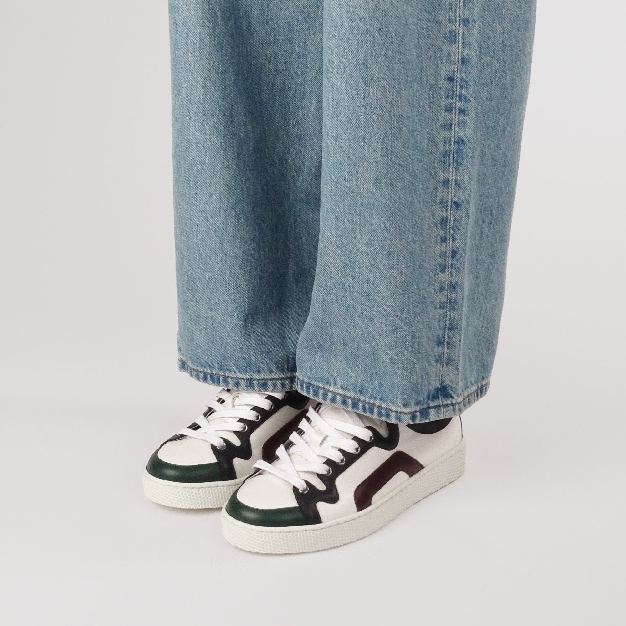 Pierre Hardy ALPHA SNEAKERS - WOMEN, white, green, navy blue and burgundy calfskin, view 5