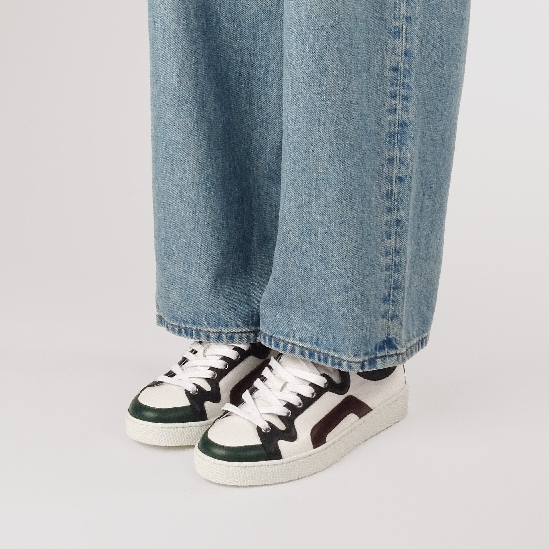 Pierre Hardy ALPHA SNEAKERS - WOMEN, white, green, navy blue and burgundy calfskin, view 5