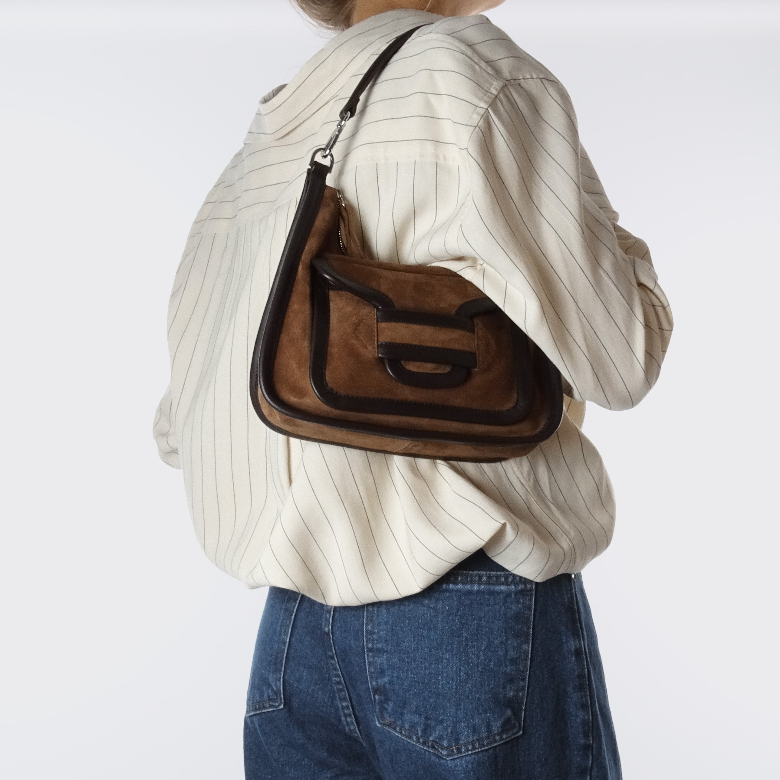 Pierre Hardy ALPHA DAY MISS BAG, brown suede calfskin and brown calfskin, view 5