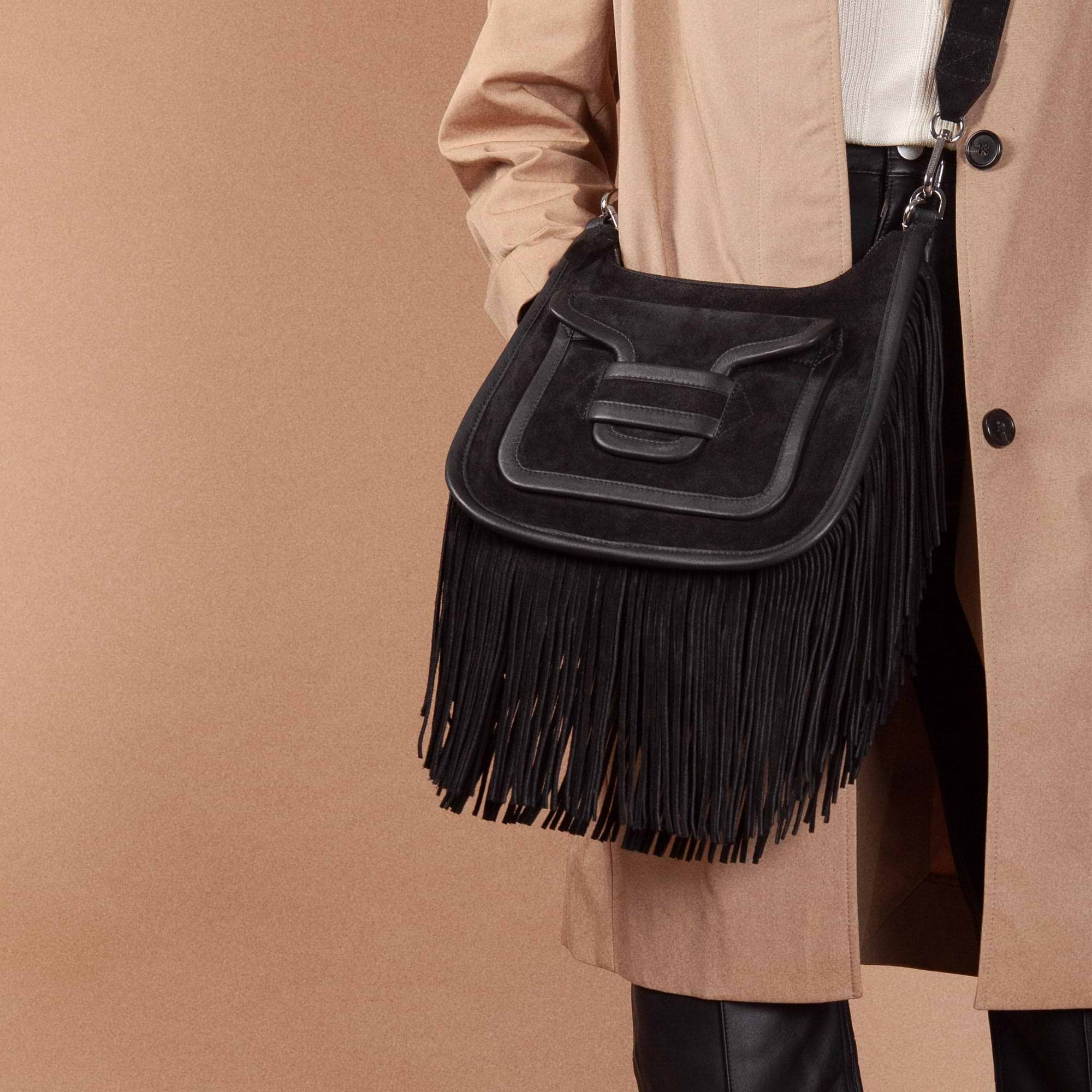 Pierre Hardy ALPHA DAY MISS TEXASBAG, black suede calfskin and black lambskin, view 3