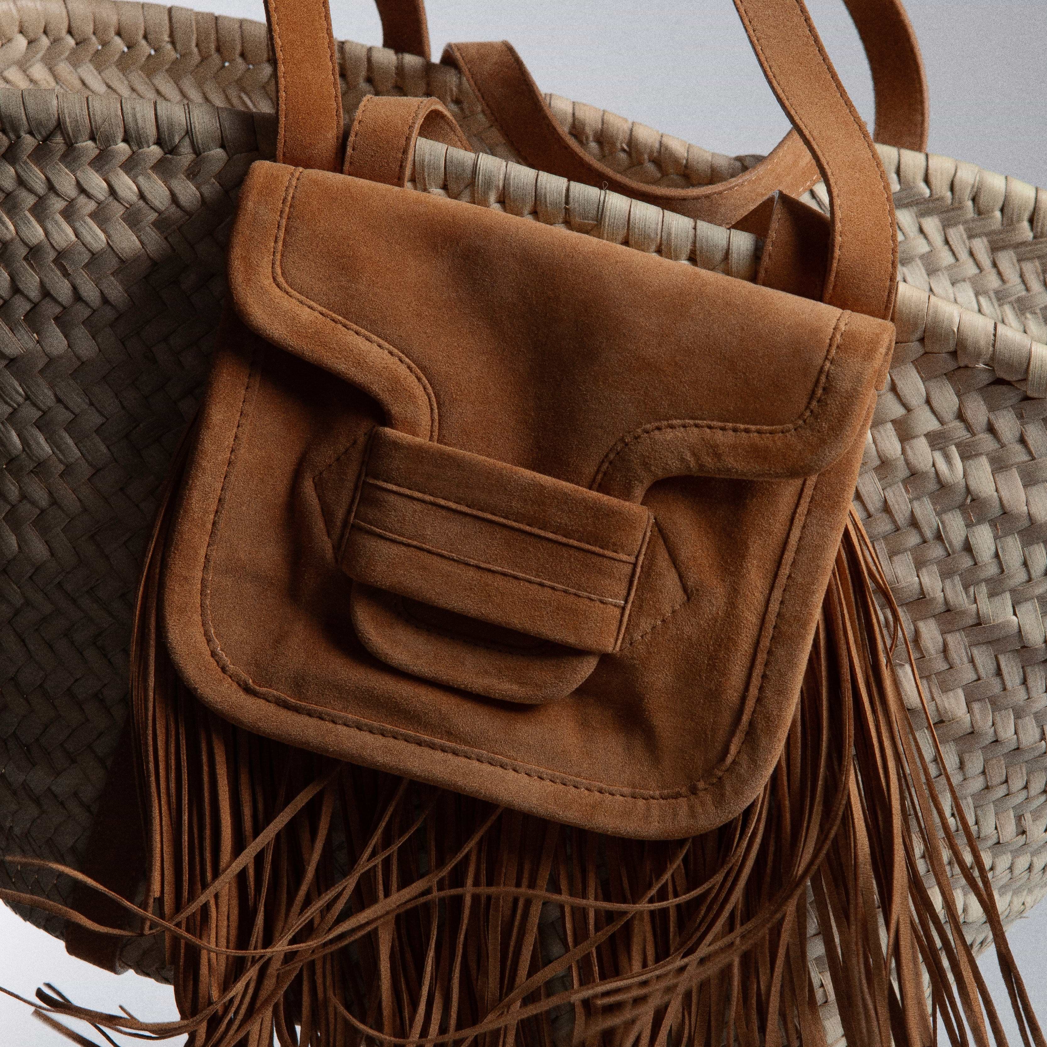 Pierre Hardy ALPHA BASKET RODEO, natural raffia and camel suede kidskin, view 2