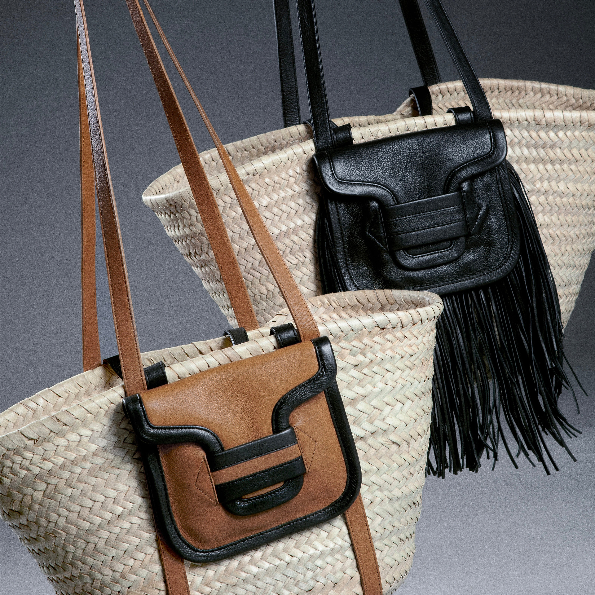 Pierre Hardy ALPHA BASKET RODEO, natural raffia and black grained clafskin, view 6