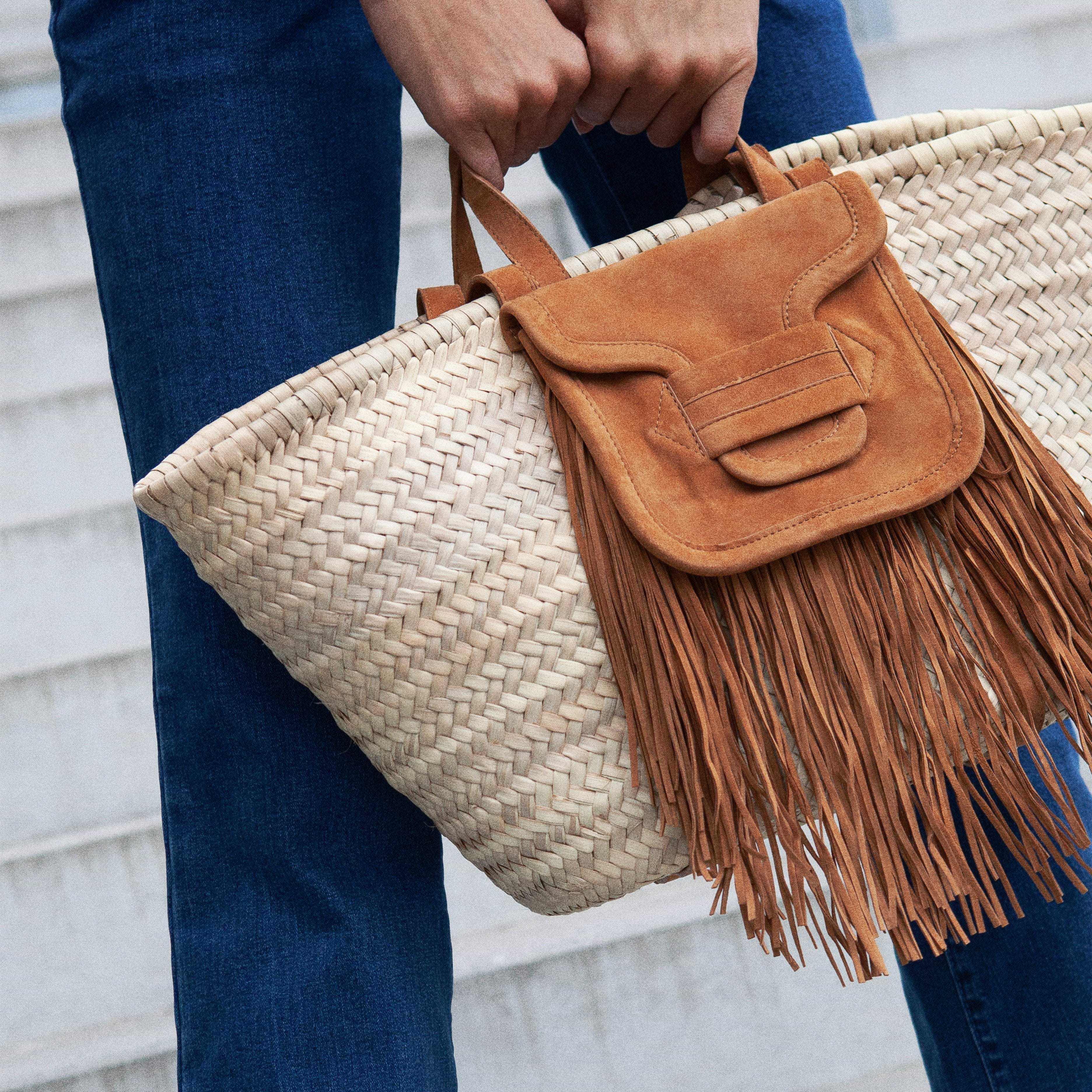 Pierre Hardy ALPHA BASKET RODEO, natural raffia and camel suede kidskin, view 4