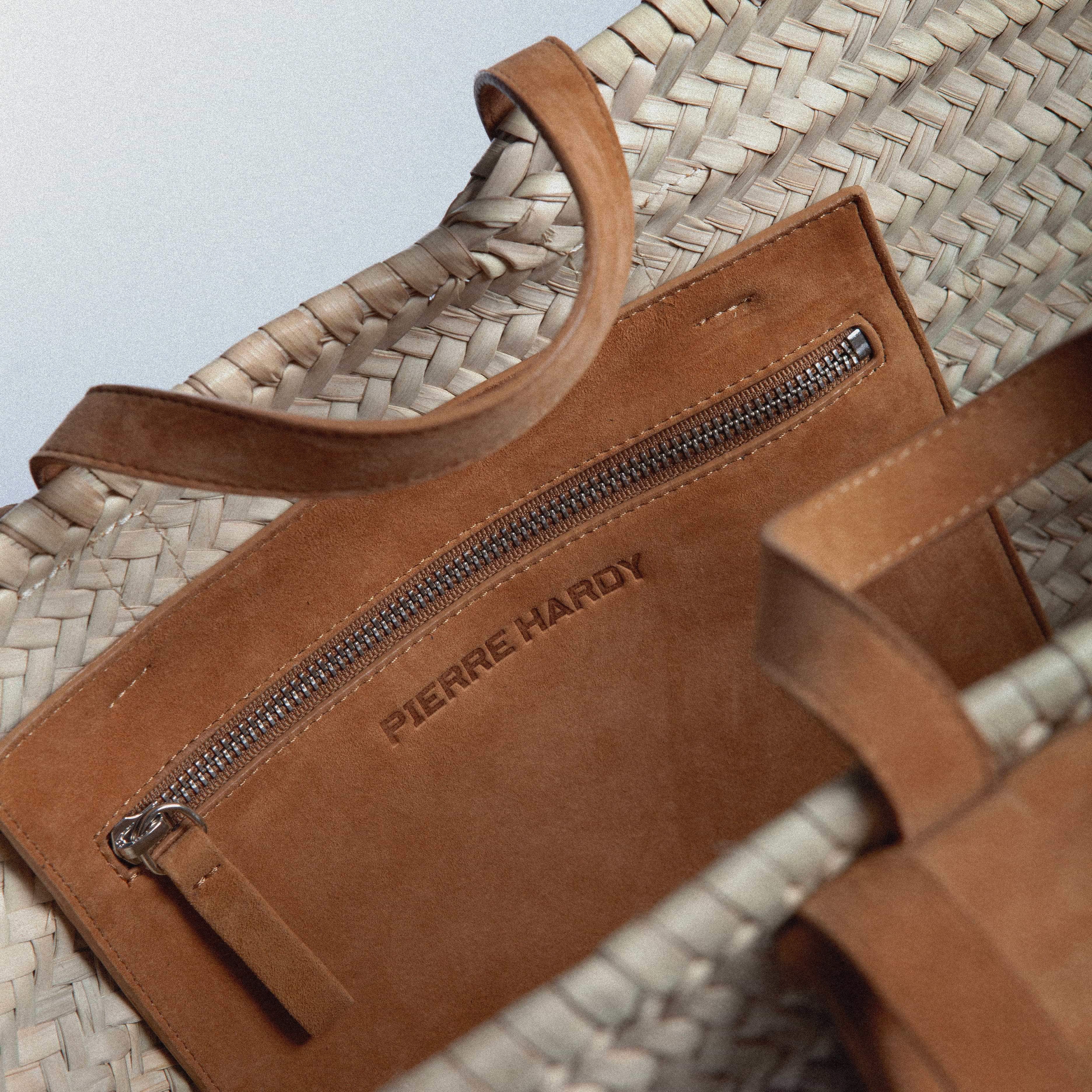 Pierre Hardy ALPHA BASKET RODEO, natural raffia and camel suede kidskin, view 6
