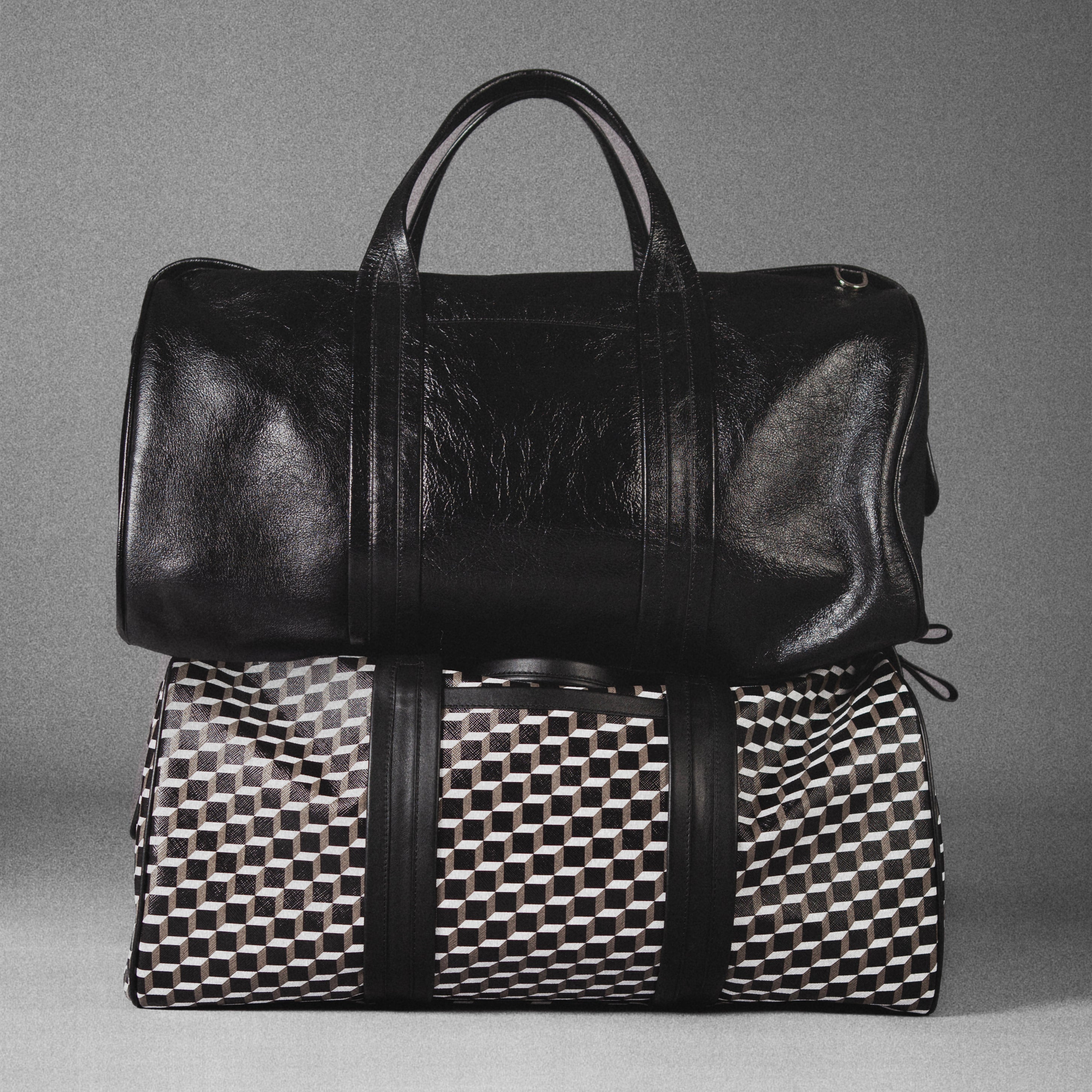 Pierre Hardy CAB TRAVEL BAG, perpective cube coated canvas and black calfskin, view 14