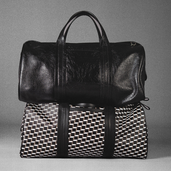 Pierre Hardy CAB TRAVEL BAG, perpective cube coated canvas and black calfskin, view 14