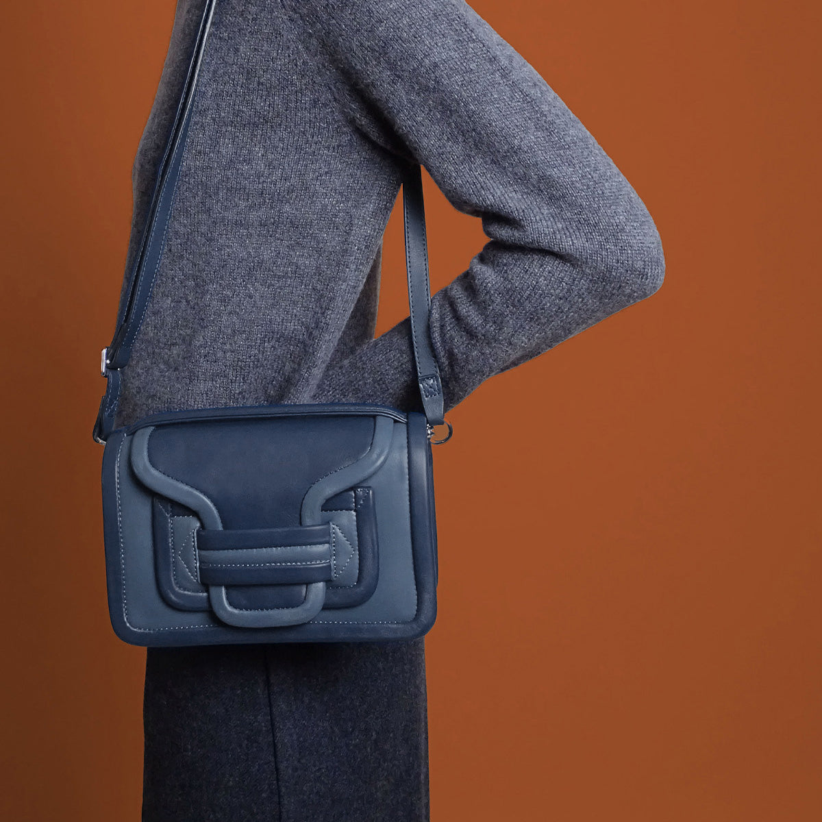 Pierre Hardy ALPHA HANDBAG, blue & navy calfskin, view 3
