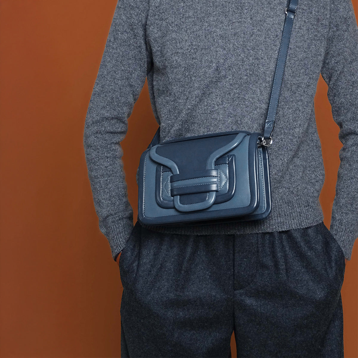 Pierre Hardy ALPHA HANDBAG, blue & navy calfskin, view 4