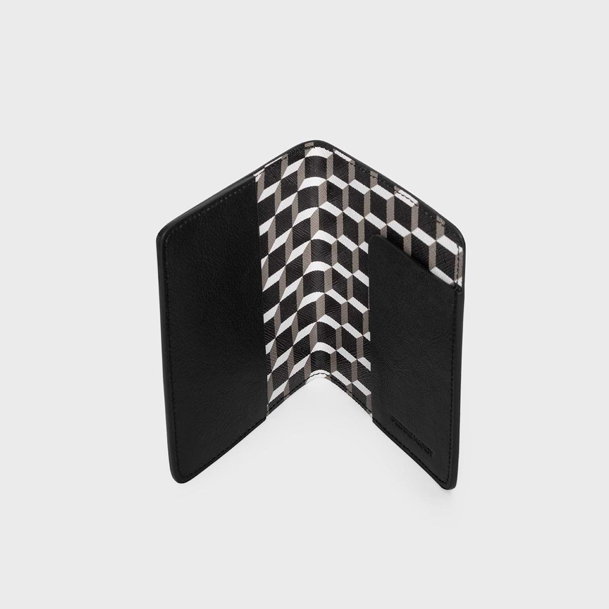 Pierre Hardy PASSPORT HOLDER, cube perspective coated canvas & black calfskin, view 2