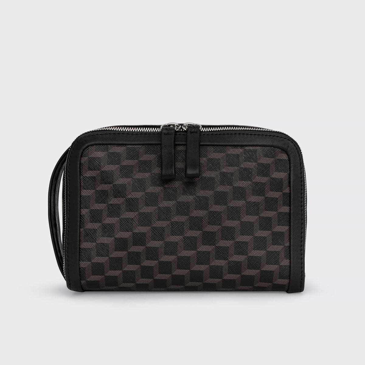 Pierre Hardy DOPP KIT, black cube perspective coated canvas & black calfskin