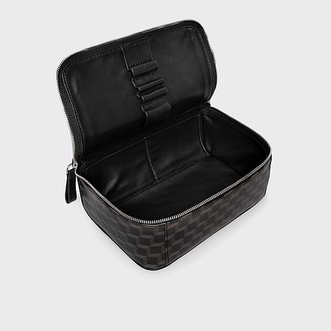 Pierre Hardy DOPP KIT, black cube perspective coated canvas & black calfskin, view 2