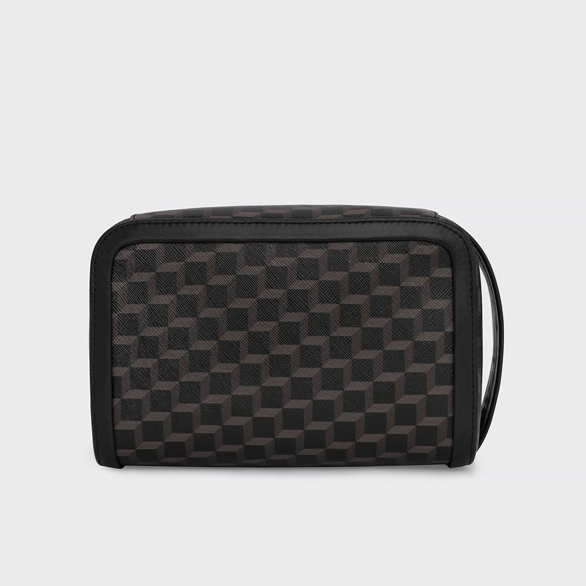 Pierre Hardy DOPP KIT, black cube perspective coated canvas & black calfskin, view 4