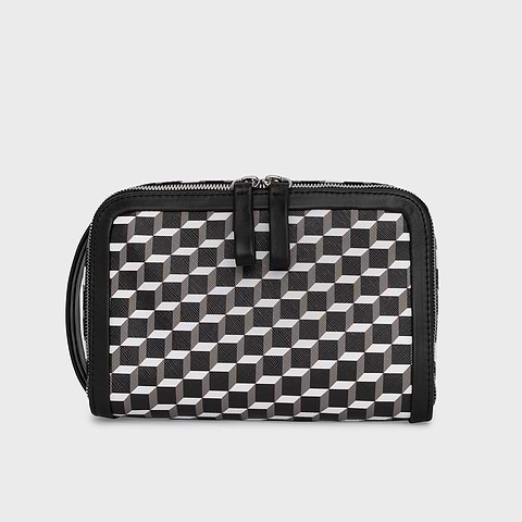Pierre Hardy DOPP KIT, cube perspective coated canvas & black calfskin