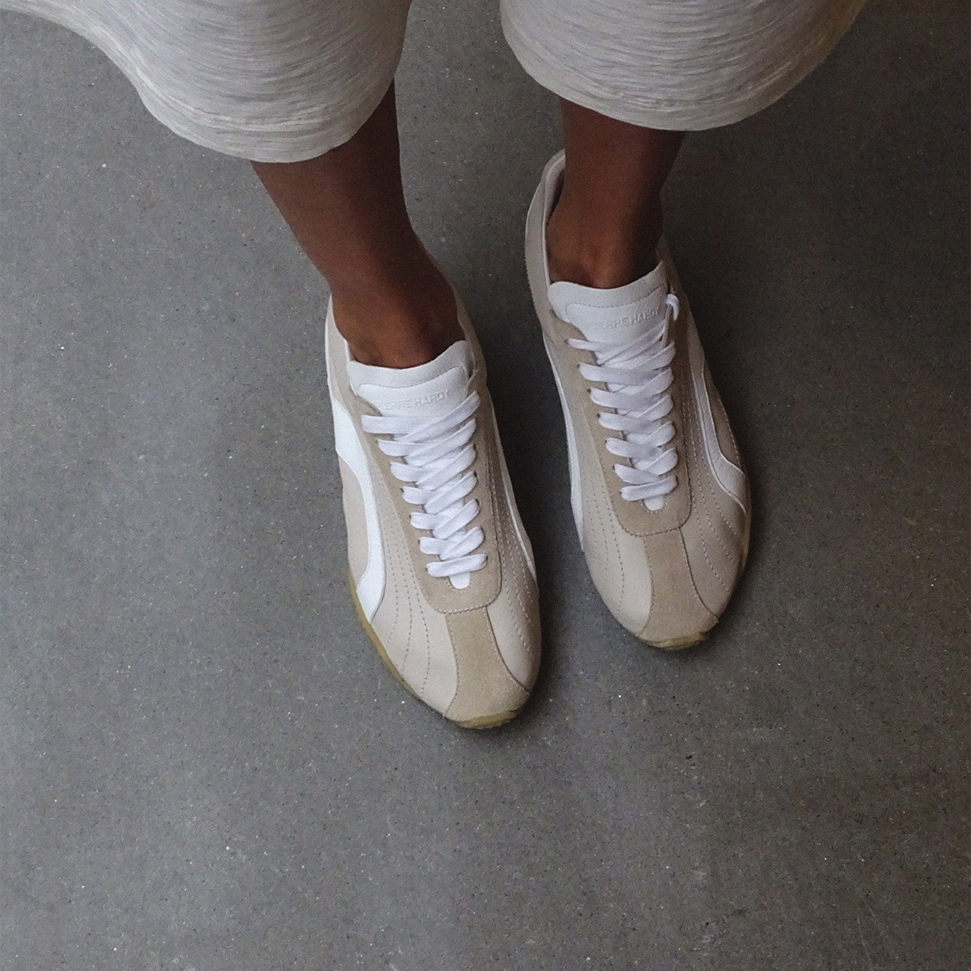 Pierre Hardy JUMP SNEAKERS, beige & white calfskin and beige suede calfskin, view 3