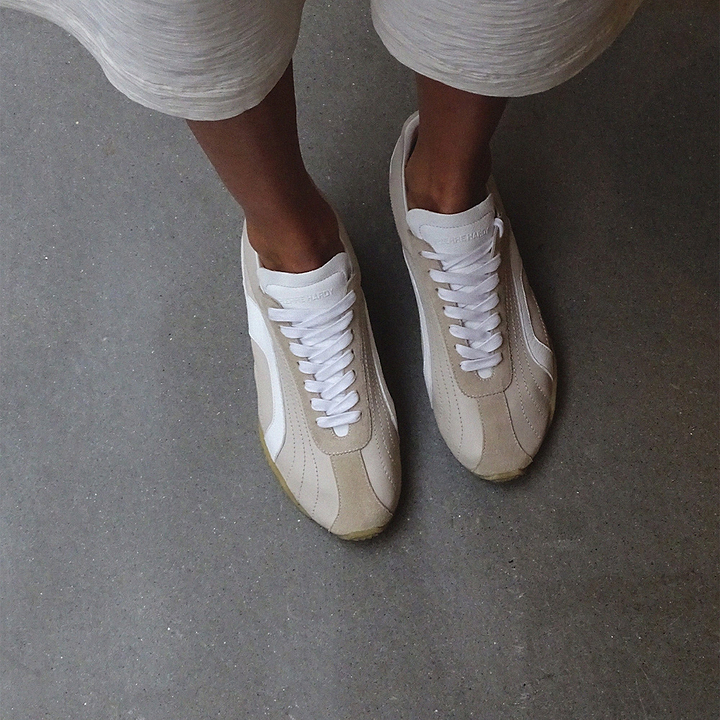Pierre Hardy JUMP SNEAKERS, beige & white calfskin and beige suede calfskin, view 3