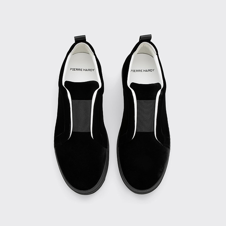 Pierre Hardy SLIDER SNEAKERS, calfskin and black suede, view 2