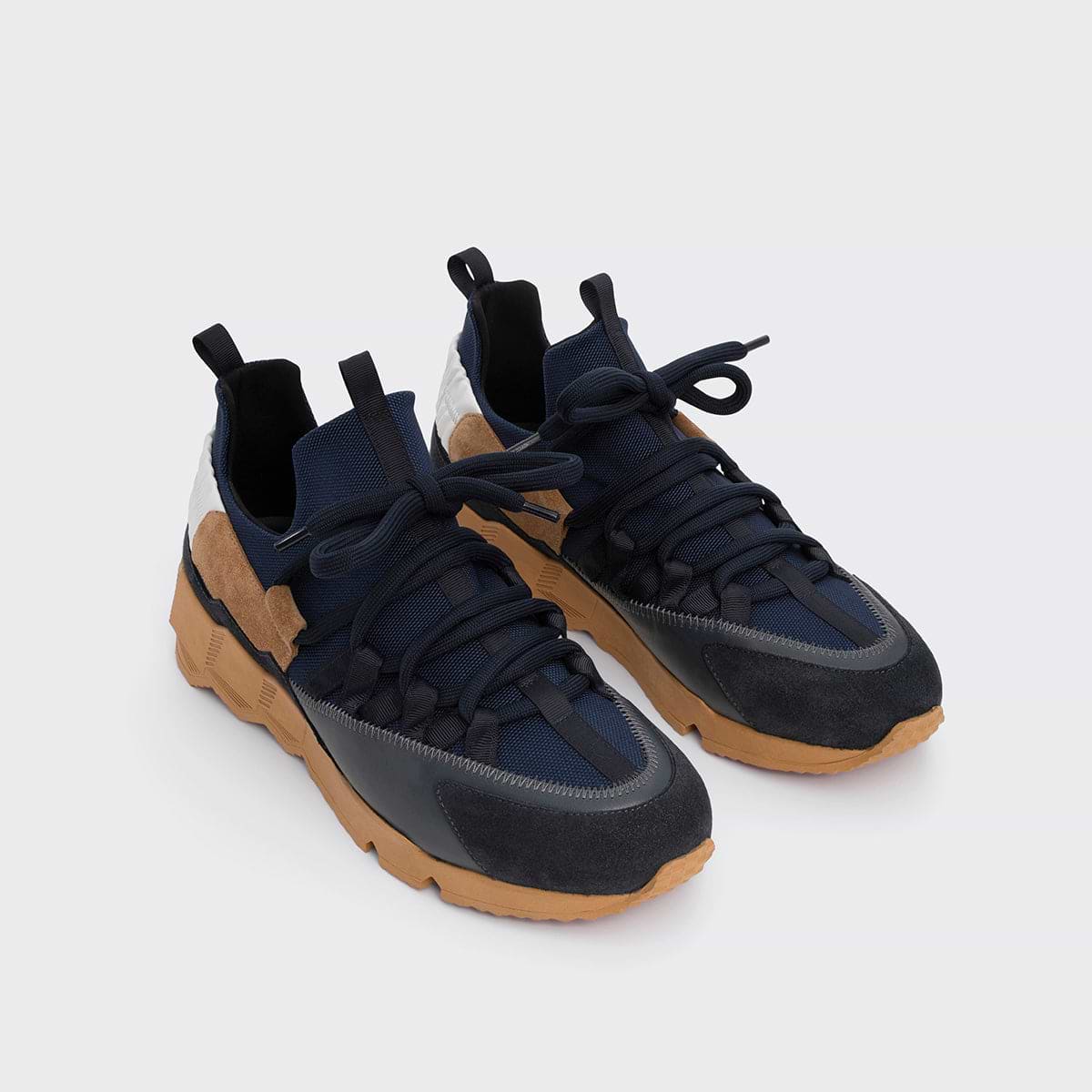 Pierre Hardy TREK COMET SNEAKERS, navy nylon canvas, white & navy calfskin and navy & sand suede calfskin, view 6