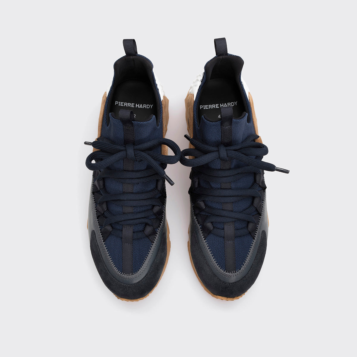 Pierre Hardy TREK COMET SNEAKERS, navy nylon canvas, white & navy calfskin and navy & sand suede calfskin, view 3