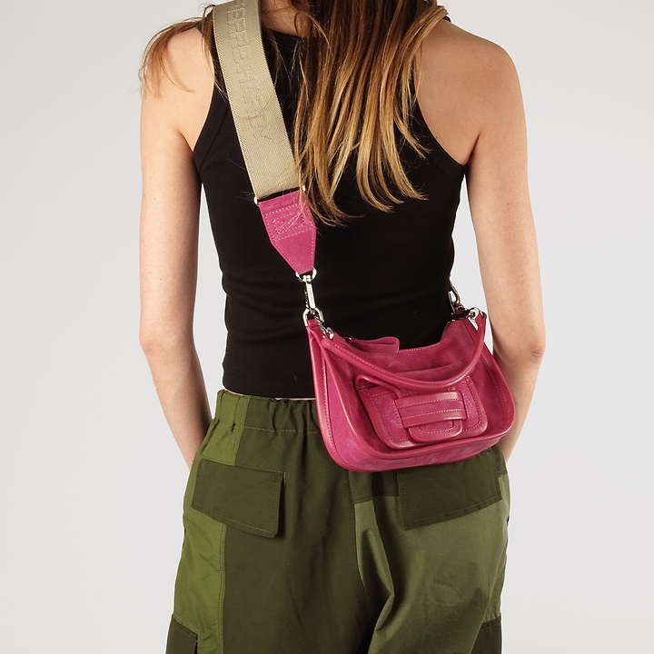 Pierre Hardy ALPHA DAY MINI BAG, pink suede calfskin and calfskin, view 4