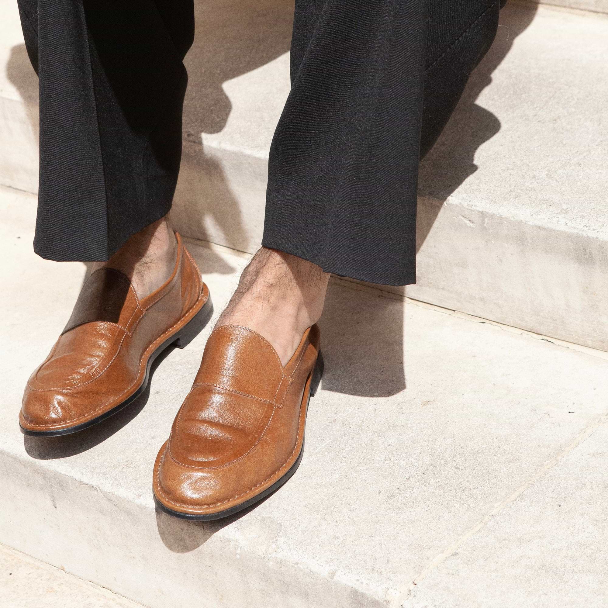 Pierre Hardy NOTO LOAFER, soft loafer in tobacco kangaroo leather, view 4