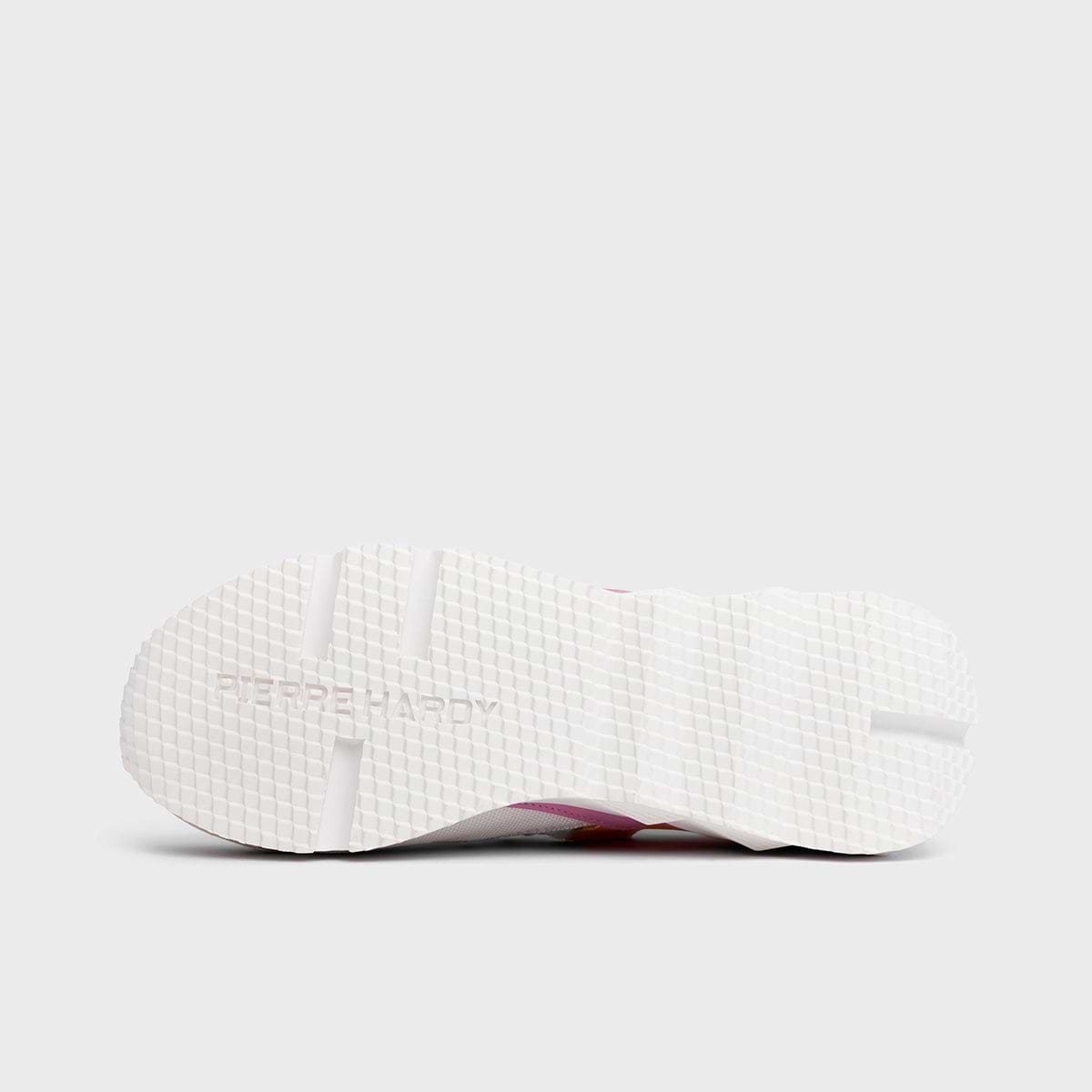 Pierre Hardy TREK COMET SNEAKERS, white nylon canvas, beige suede calfskin, sun kidskin and pink & white calfskin, view 7