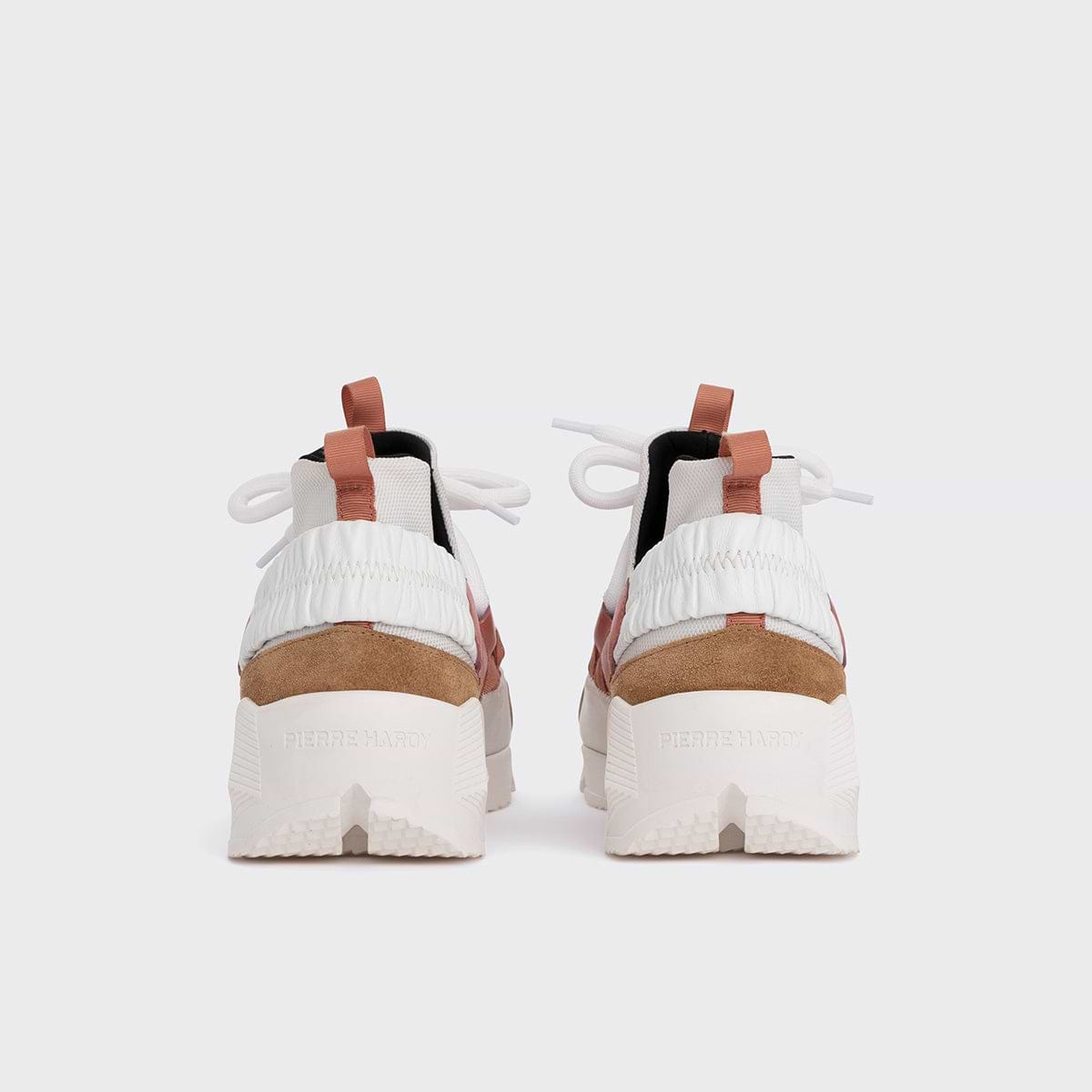 Pierre Hardy TREK COMET SNEAKERS, white nylon canvas, white & blush pink calfskin and beige suede calfskin, view 8
