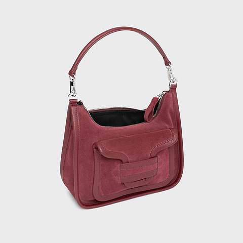 Pierre Hardy ALPHA DAY BAG, burgundy suede calfskin and grained calfskin, view 2