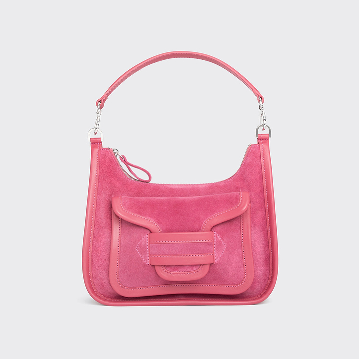 Pierre Hardy ALPHA DAY BAG, pink suede calfskin and calfskin, view 6