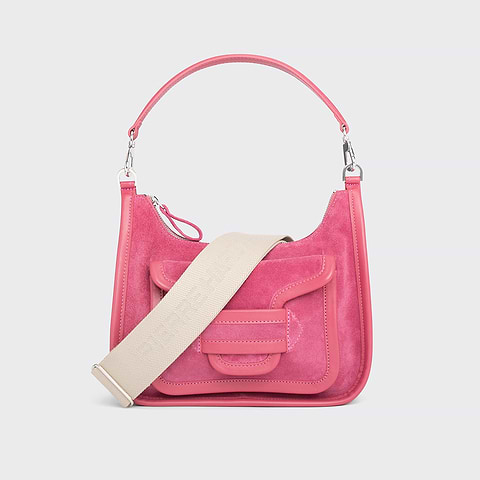 Pierre Hardy ALPHA DAY BAG, pink suede calfskin and calfskin