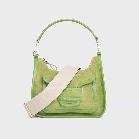 Pierre Hardy ALPHA DAY BAG, green suede calfskin and grained calfskin