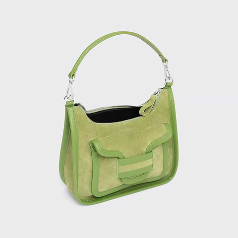 Pierre Hardy ALPHA DAY BAG, green suede calfskin and grained calfskin, view 2