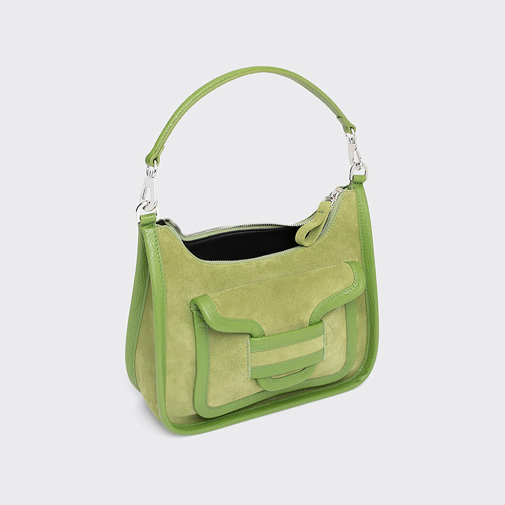 Pierre Hardy ALPHA DAY BAG, green suede calfskin and grained calfskin, view 2