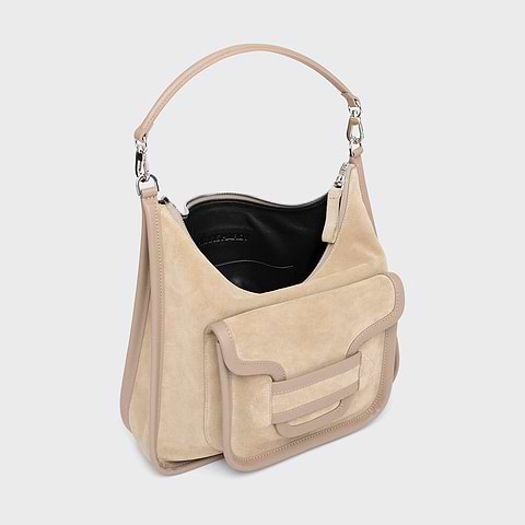 Pierre Hardy ALPHA DAY MAXI BAG, beige suede calfskin and calfskin, view 2